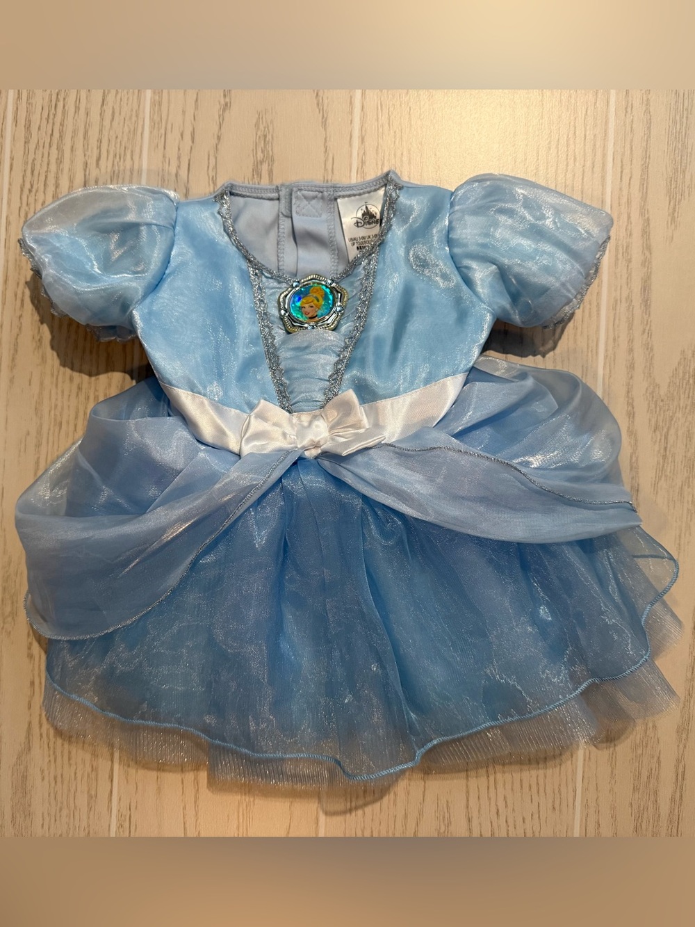 Disney Cinderella Baby Girl‎ Dress 3-6M Blue Princess Tulle Costume Bow EUC